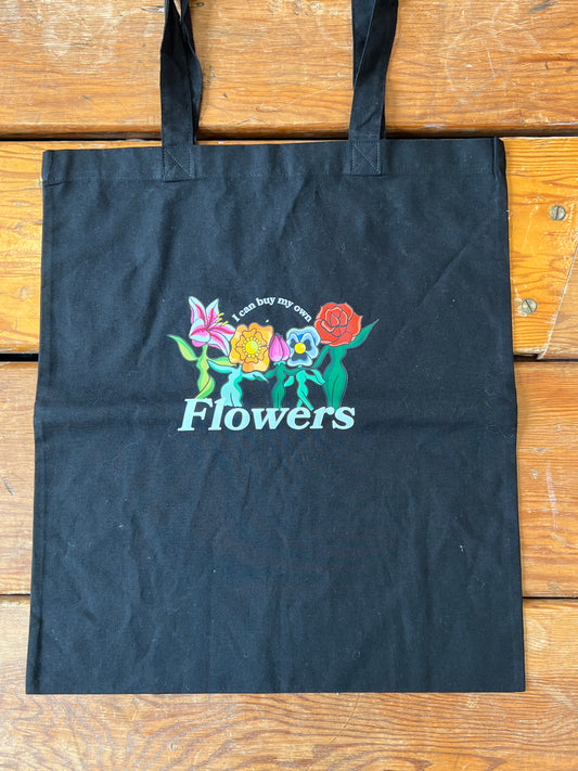 Wonky Retro Flowers Tote Bag
